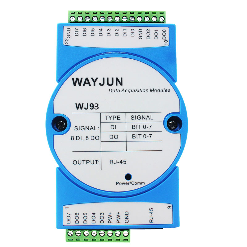 8路DI高速計數器，8路DO支持PWM輸出，Modbus TCP模塊 WJ93